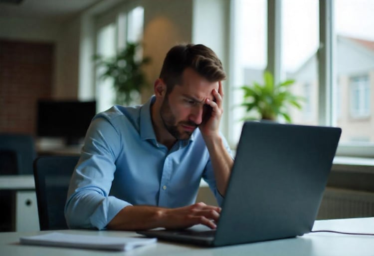 Jaunas vyras su galvos skausmu